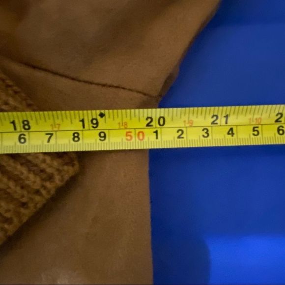 KORI waterfall faux suede cardigan sweater in cognac  size small EUC - Picture 3 of 7